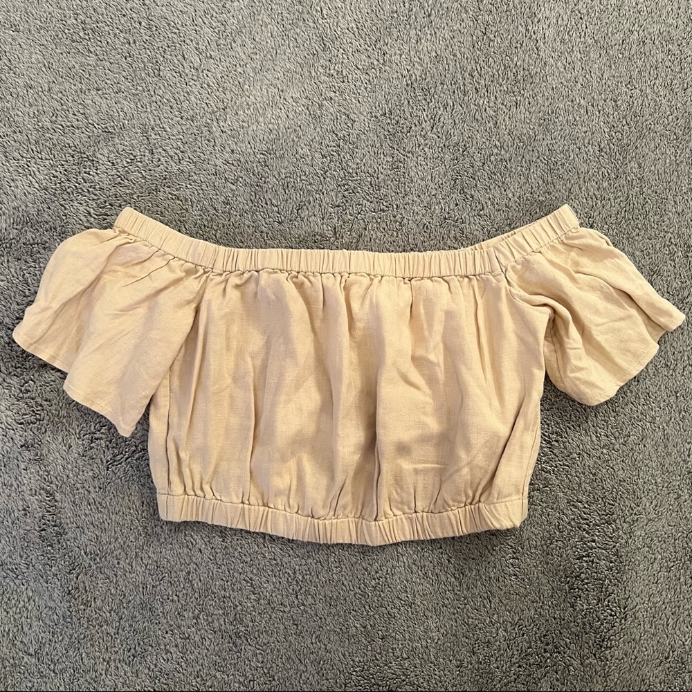Off-The-Shoulder Linen-Blend Top